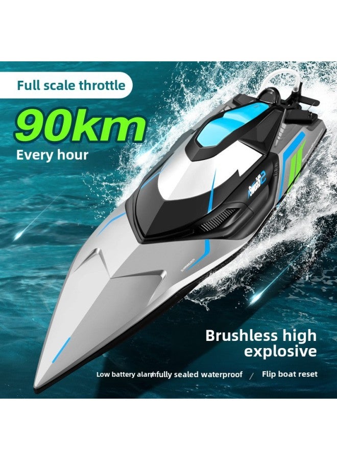 Brushless Remote Control Boat High Speed Speedboat Big Horsepower Can Be Launched Swimming Water Toy Boat Children's Boat Toy Boat Model-Colour:Standard Brushed Speedboat-silver 36cm -Specification: Includes Two Sets Of Batteries/charging Cables - Bonus - Image 2