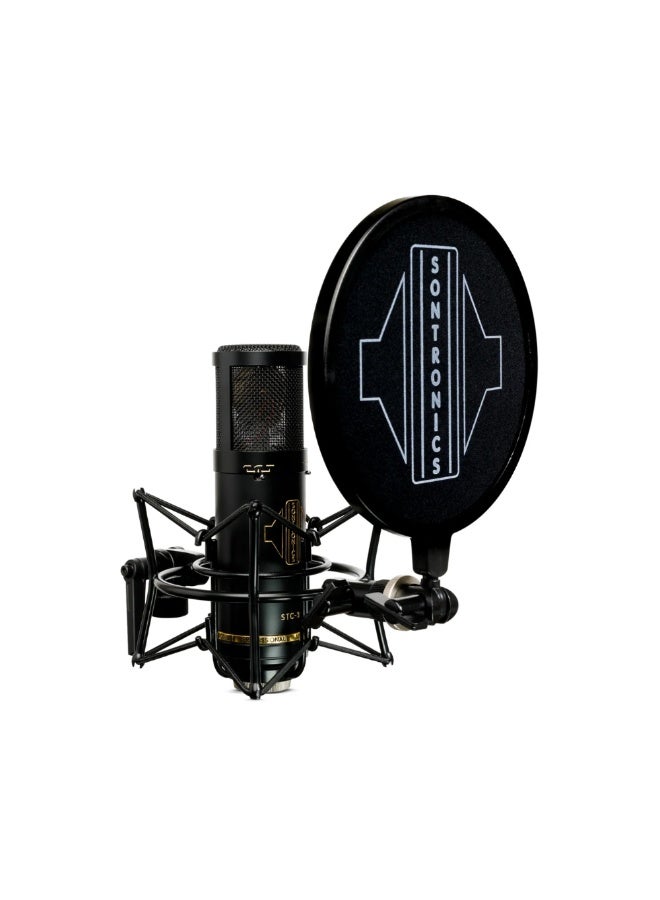 Sontronics STC-3X Pack Large Diaphragm Cardioid Condenser Microphone with Shockmount, Pop Filter,& Cable, Black - Image 1
