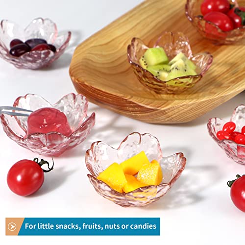 Sanbege 8 Pcs Glass Sakura Soy Sauce Dishes, Cute Mini Dessert Bowls, Stackable Tiny Appetizer Plates for Dips, Seasonings, Snacks, Fruits or Tea Bags, Small Candles, Trinkets (Pink) - Image 5