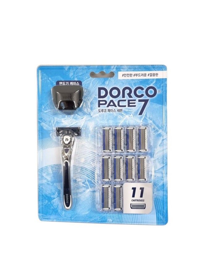 DORCO Pace7 7Blades Razor Handle + Cartridges 11 With Case - Image 1