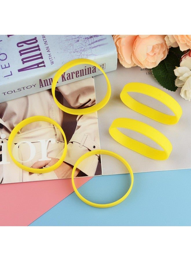 Morcheiong Blank Rubber Bracelets 100Pcs Yellow Silicone Wristbands For Men Women And Teens - Image 4