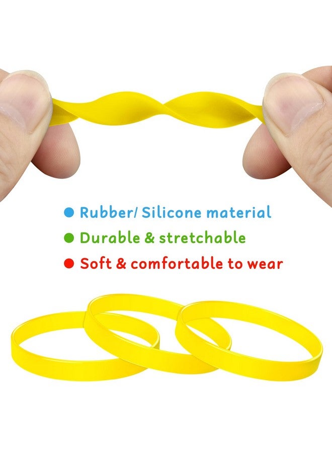 Morcheiong Blank Rubber Bracelets 100Pcs Yellow Silicone Wristbands For Men Women And Teens - Image 3