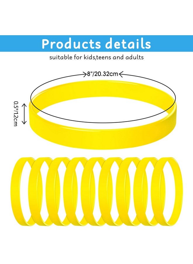 Morcheiong Blank Rubber Bracelets 100Pcs Yellow Silicone Wristbands For Men Women And Teens - Image 2