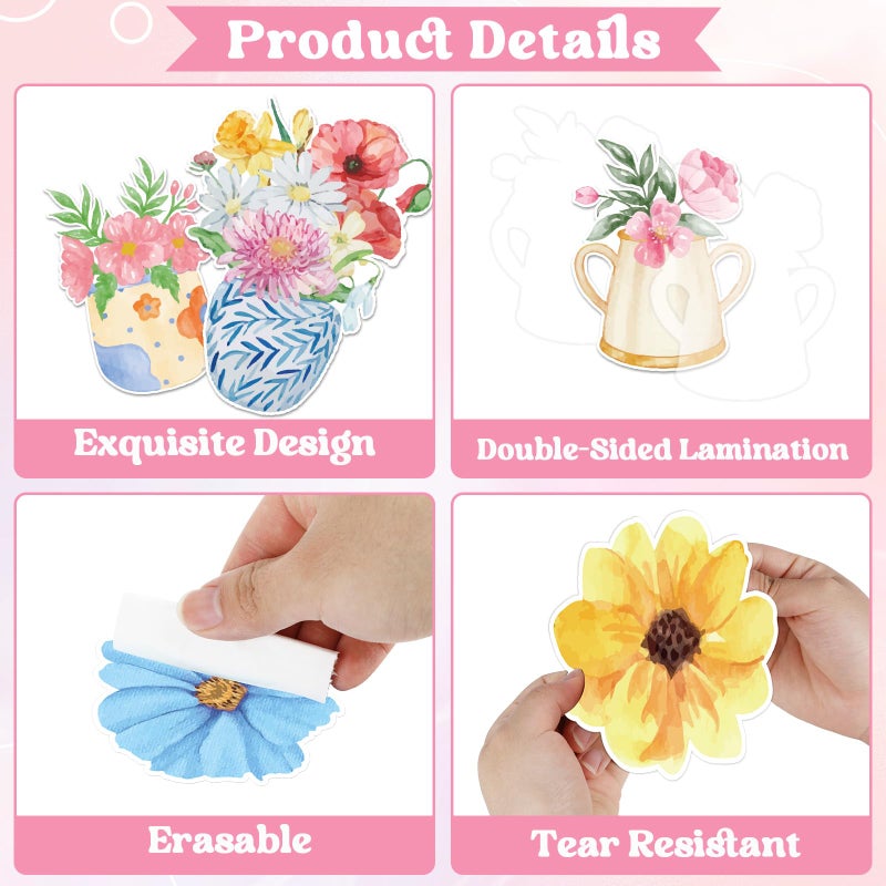 ojustbeok 74pcs Spring Bulletin Board Decorations Set Flower Bookshelf Bulletin Board Amazing Things Happen Here Paper Cutouts Floral Cards Motivational Cutout Classroom Decor for Classroom School Offices - Image 3