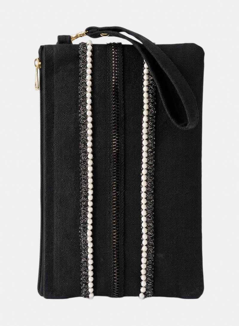 Carina Pearl-Trim Woven Beach Bag - Image 4