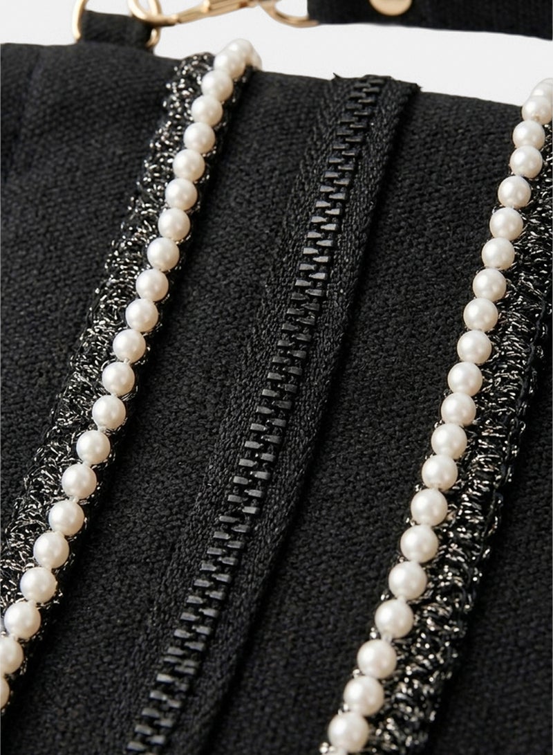 Carina Pearl-Trim Woven Beach Bag - Image 3