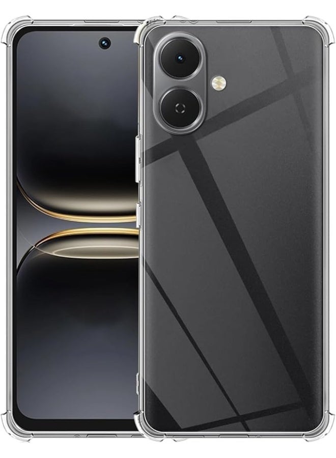 جراب متوافق مع هاتف TECNO SPARK Go 2 - غطاء شفاف من السيليكون (TPU) مقاوم للصدمات، مزود بحماية للكاميرا وزوايا معززة ضد الصدمات - شفاف - Image 1