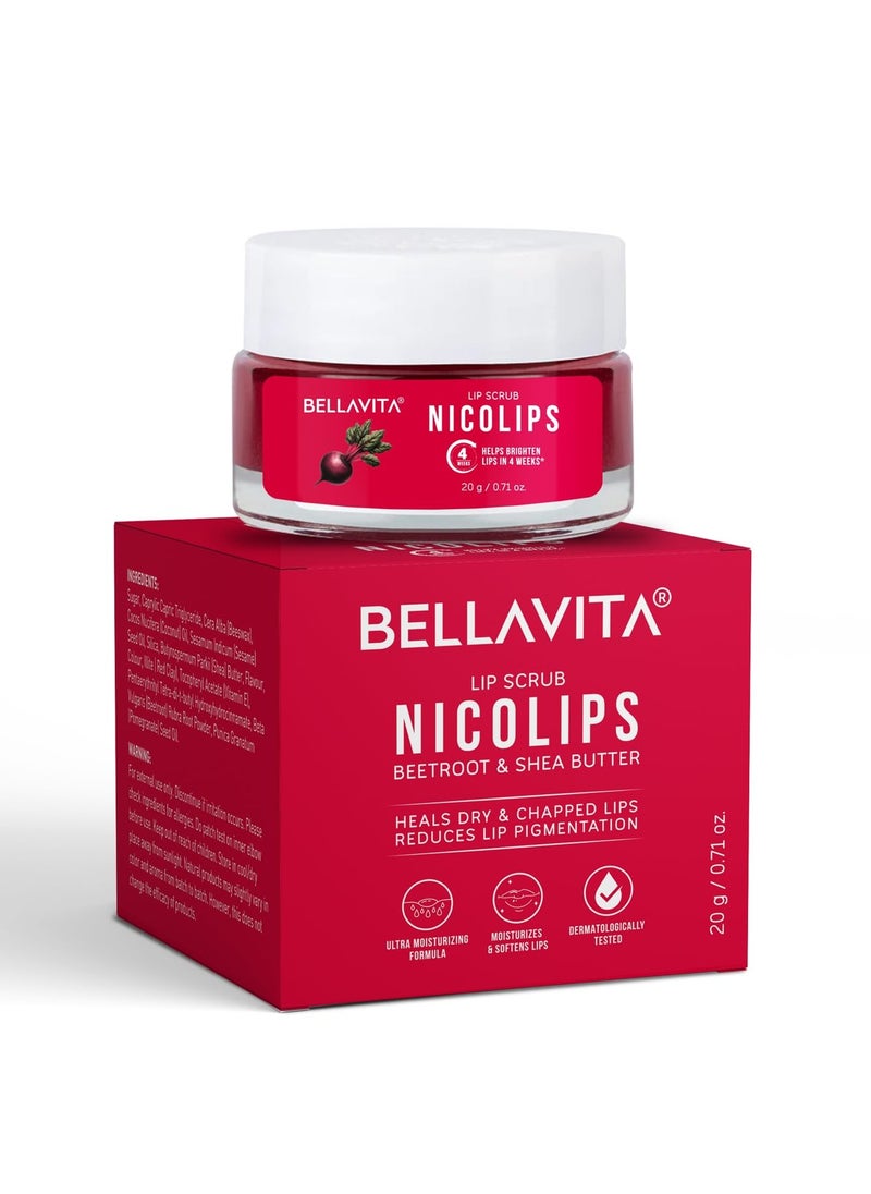 Bella Vita Organic Bella Vita Organic NicoLips Lip Scrub Balm For Lightening & Brightening Dark Lips For Men & Women, 20g  - Image 1