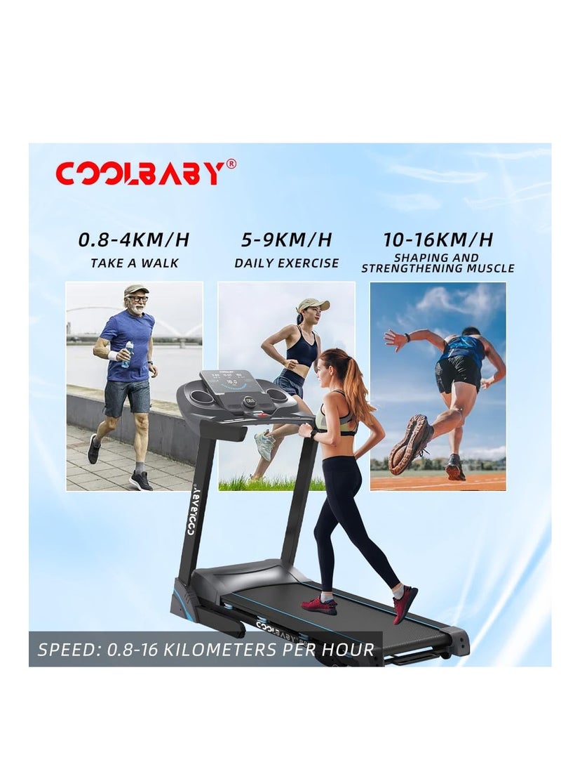 Cool Baby Style COOLBABY Folding Treadmill Manual Incline Running Machine with 12 Preset Program LCD Monitor Heart Rate Sensor Home Cardio Exercise Equipment - Image 5