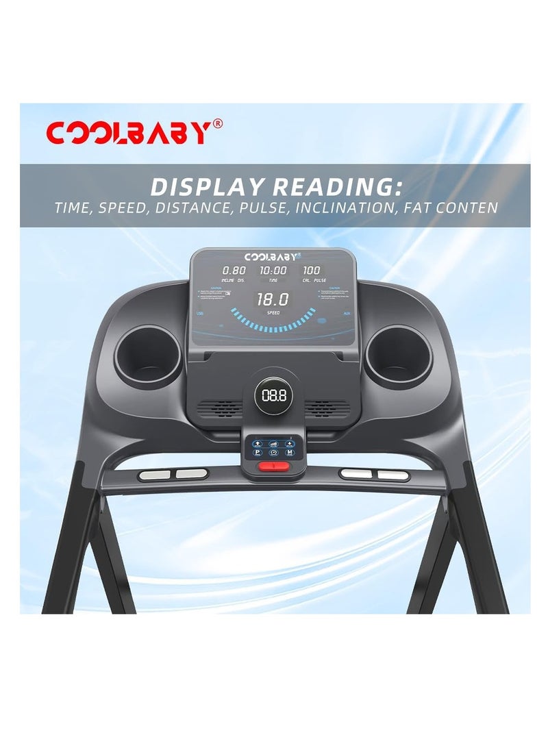 Cool Baby Style COOLBABY Folding Treadmill Manual Incline Running Machine with 12 Preset Program LCD Monitor Heart Rate Sensor Home Cardio Exercise Equipment - Image 4