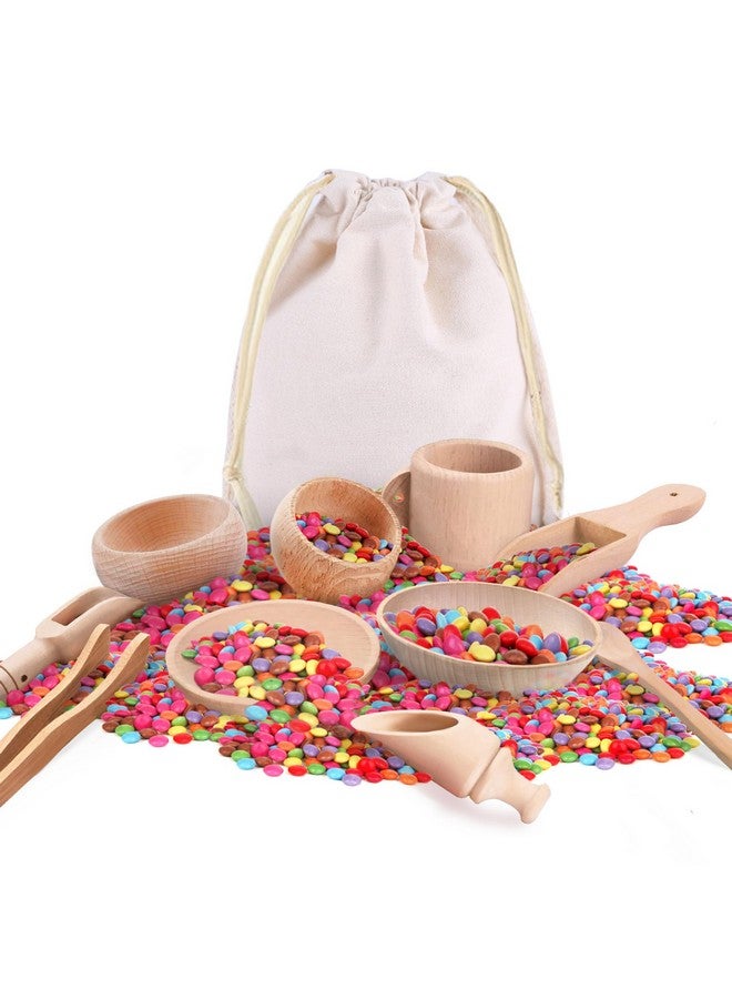 Yowlieu 10 Pcs Wooden Sensory Bin Tools for Toddlers & Preschool Children, Montessori Sensory Wooden Toys Fine Motor Learning Pretend Play Sensory Tools for Kids - Image 1