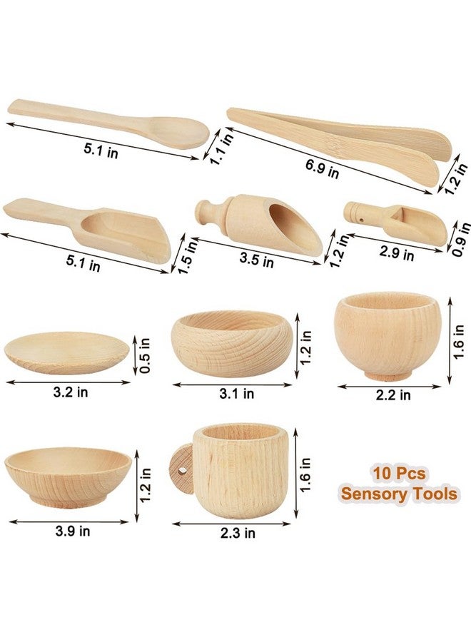 Yowlieu 10 Pcs Wooden Sensory Bin Tools for Toddlers & Preschool Children, Montessori Sensory Wooden Toys Fine Motor Learning Pretend Play Sensory Tools for Kids - Image 2