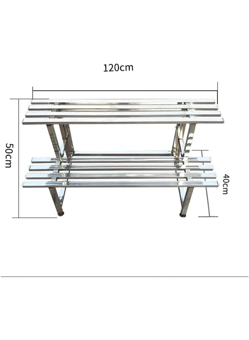 Rubik حامل نباتات، رف عرض زهور من الفولاذ المقاوم للصدأ لشرفة غرفة المعيشة أو الفناء المنزلي (طبقتين - 120x40x50 سم) - Image 2