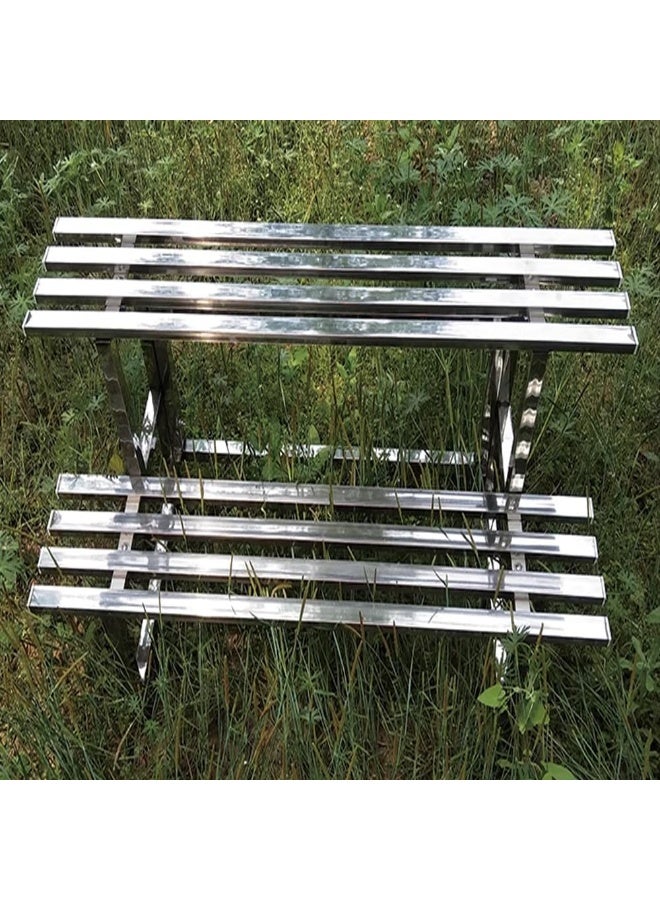 Rubik حامل نباتات، رف عرض زهور من الفولاذ المقاوم للصدأ لشرفة غرفة المعيشة أو الفناء المنزلي (طبقتين - 120x40x50 سم) - Image 4