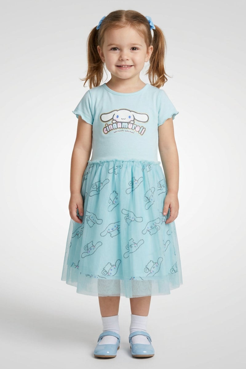 Cinnamoroll فستان مطبوع للأطفال البنات، تركواز - Image 1