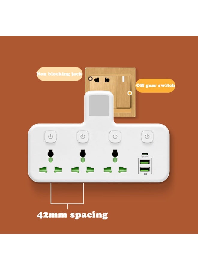 سانموجيد مقبس تمديد المقبس، مقبس مزدوج مع USB، محول قابس مع ضوء ليلي، موسع المقبس، ملحقات المقبس للمنزل والمكتب - Image 4