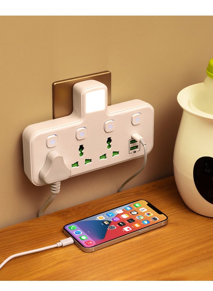 سانموجيد مقبس تمديد المقبس، مقبس مزدوج مع USB، محول قابس مع ضوء ليلي، موسع المقبس، ملحقات المقبس للمنزل والمكتب - Image 2