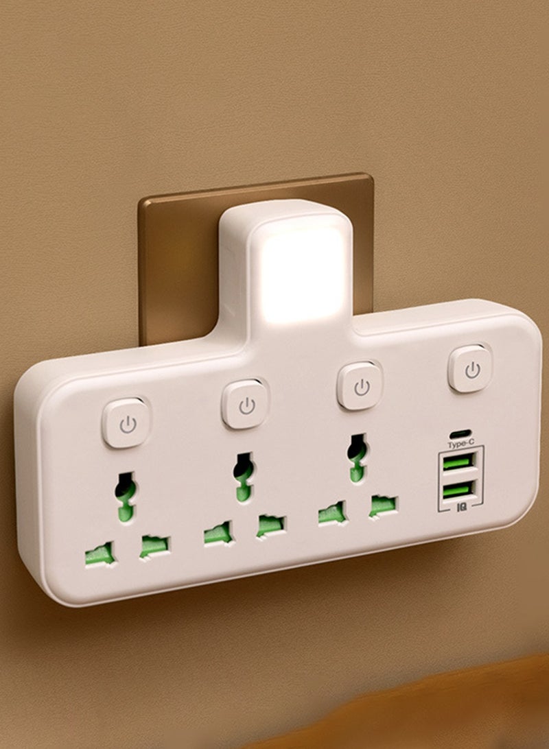 سانموجيد مقبس تمديد المقبس، مقبس مزدوج مع USB، محول قابس مع ضوء ليلي، موسع المقبس، ملحقات المقبس للمنزل والمكتب - Image 1