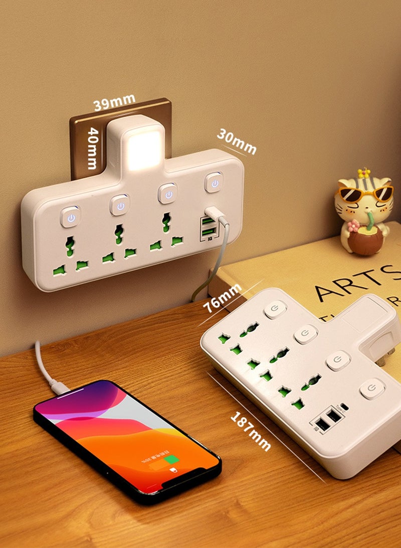 سانموجيد مقبس تمديد المقبس، مقبس مزدوج مع USB، محول قابس مع ضوء ليلي، موسع المقبس، ملحقات المقبس للمنزل والمكتب - Image 3