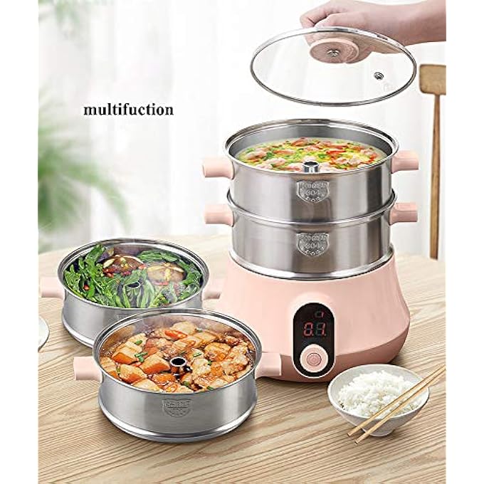 جهاز طهي بالبخار الكهربائي للخضراوات مكون من 35 طبقة متعدد الوظائف مصنوع من الفولاذ المقاوم للصدأ لطهي الخضراوات والحبوب واللحوم والبيض وسلال قابلة للتكديس مع مؤقت - Image 4