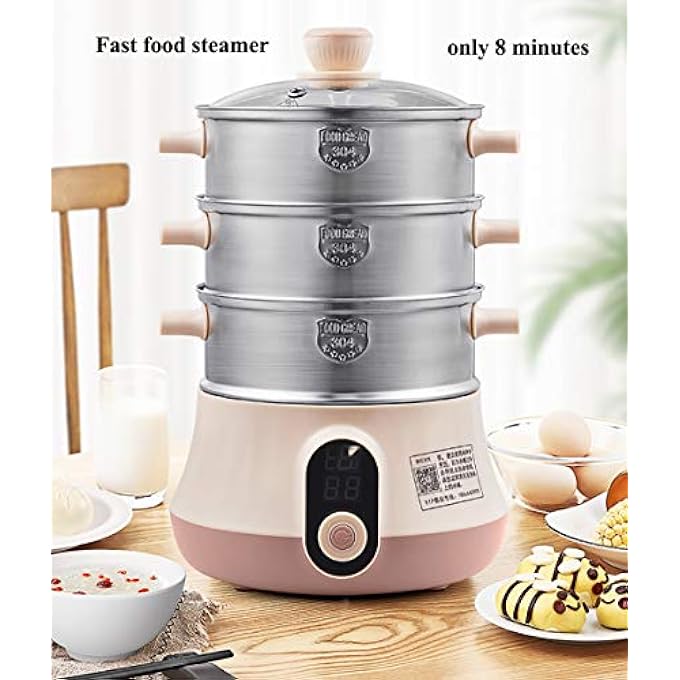 جهاز طهي بالبخار الكهربائي للخضراوات مكون من 35 طبقة متعدد الوظائف مصنوع من الفولاذ المقاوم للصدأ لطهي الخضراوات والحبوب واللحوم والبيض وسلال قابلة للتكديس مع مؤقت - Image 3