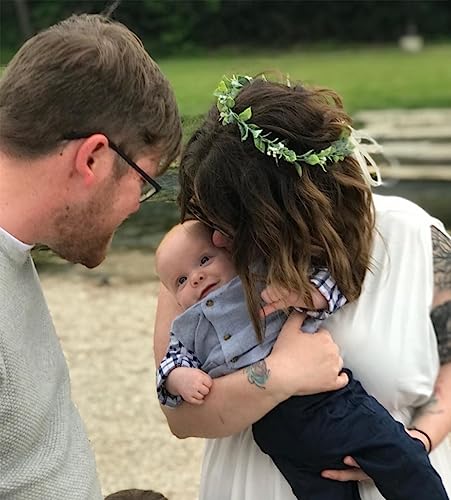 FIDDY898 Green Leaf Flower Crown Eucalyptus Crown Wedding Bridal Maternity Photo Props Headpiece Style1 - Image 4
