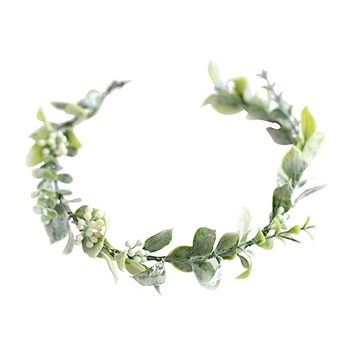 FIDDY898 Green Leaf Flower Crown Eucalyptus Crown Wedding Bridal Maternity Photo Props Headpiece Style1 - Image 1