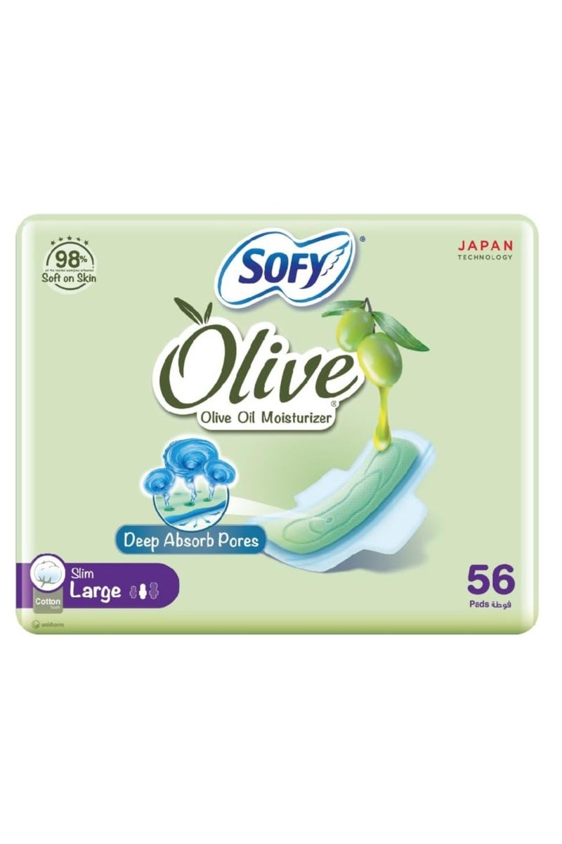 SOFY Olive Sanitary Pads With Wings, Slim, Large 29 cm, Pack of 56 Pads - Image 1
