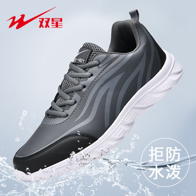 Double Star Men'S Shoes Black Casual Sneaker Leather Waterproof Soft Bottom Running Shoes Men'S Leather Travel Shoes - Image 3