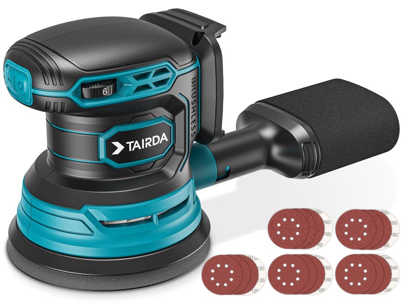 TAIRDA Cordless Random Orbital Sander Compatible for Makita 18V (TOOL ONLY), Electric Palm Orbital Sander With Dust Collector, 6 Variable Speeds, 20Pcs Sandpaper For Sanding Polishing Woodworking - Image 1