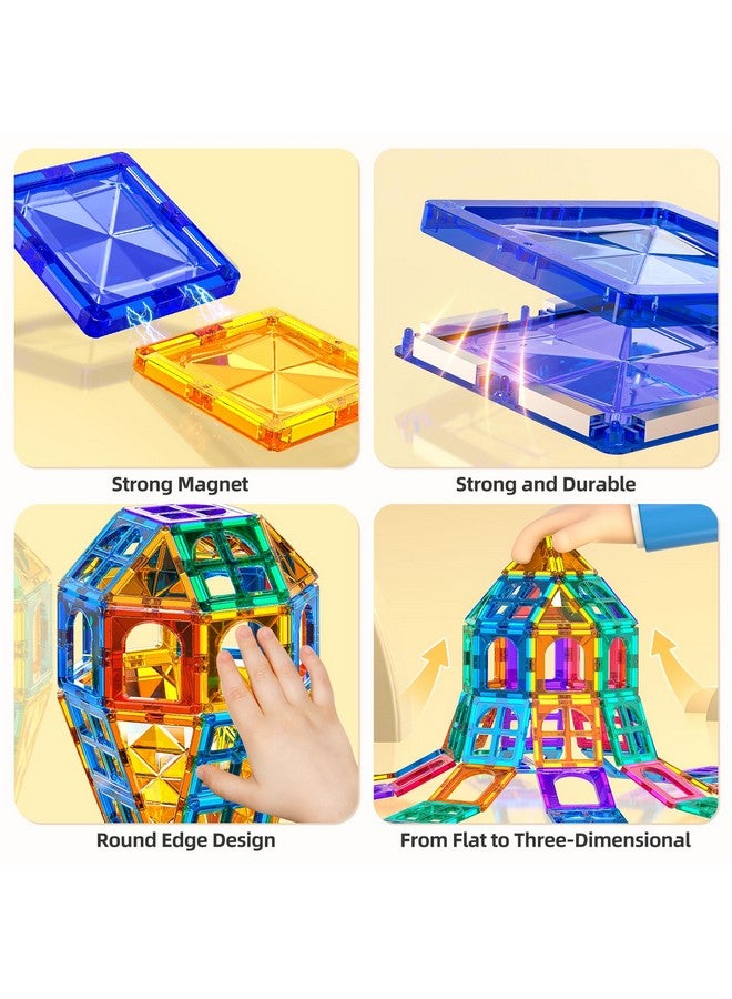 TEMI Magnetic Tiles,Building Blocks, Magnets Building Set, Learning And Education Toys Christmas Toy Gift For Ages 3 4 5 6 7 8+ Year Old Toddler Kids Boys And Girls (Magnetic Tiles-80Pcs)  - Image 5