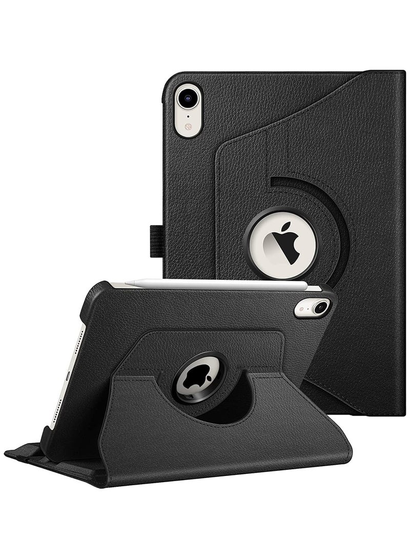 DUSALA Rotating Case for iPad Mini 6 (6th Generation 8.3 Inch) - 360 Degree Swiveling Stand Protective Back Cover Auto Wake/Sleep Feature for iPad Mini 6 2021 Model (Black)