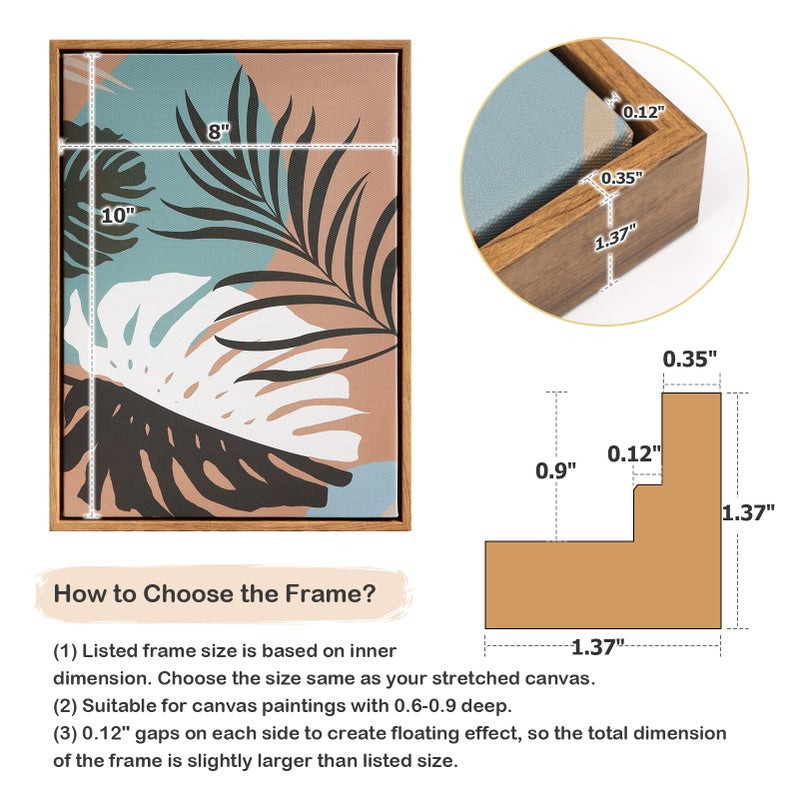 FOLKOR Floating Frame for 8x10 Inch Canvas Painting 0.6-0.8  Deep  2 Pack Floater Frame for Canvas Prints  Art frame for Wall Prints Diamond Painting Paint by Numbers (Dark Brown) - Image 2