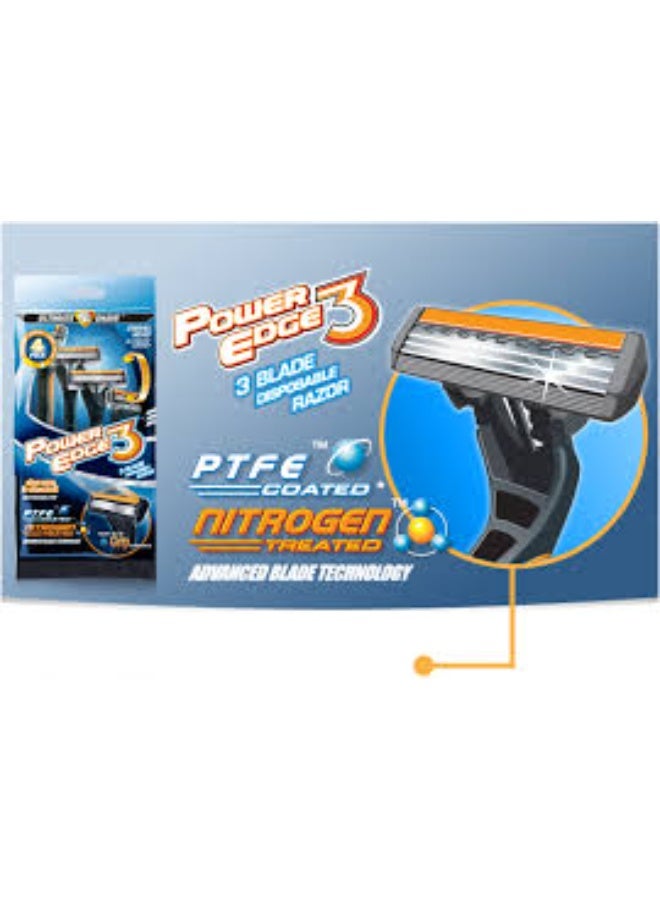Power Edge Moisturising Swivel Head 3 Blade Disposable Razor, Made in UK - Image 2