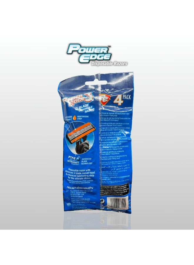 Power Edge Moisturising Swivel Head 3 Blade Disposable Razor, Made in UK - Image 3