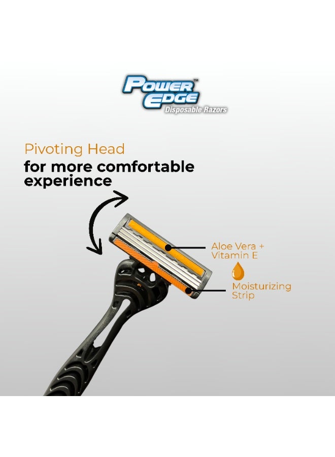 Power Edge Moisturising Swivel Head 3 Blade Disposable Razor, Made in UK - Image 5