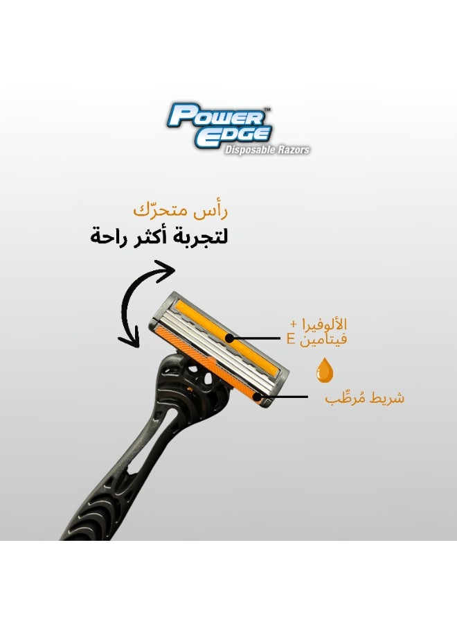 Power Edge Moisturising Swivel Head 3 Blade Disposable Razor, Made in UK - Image 4