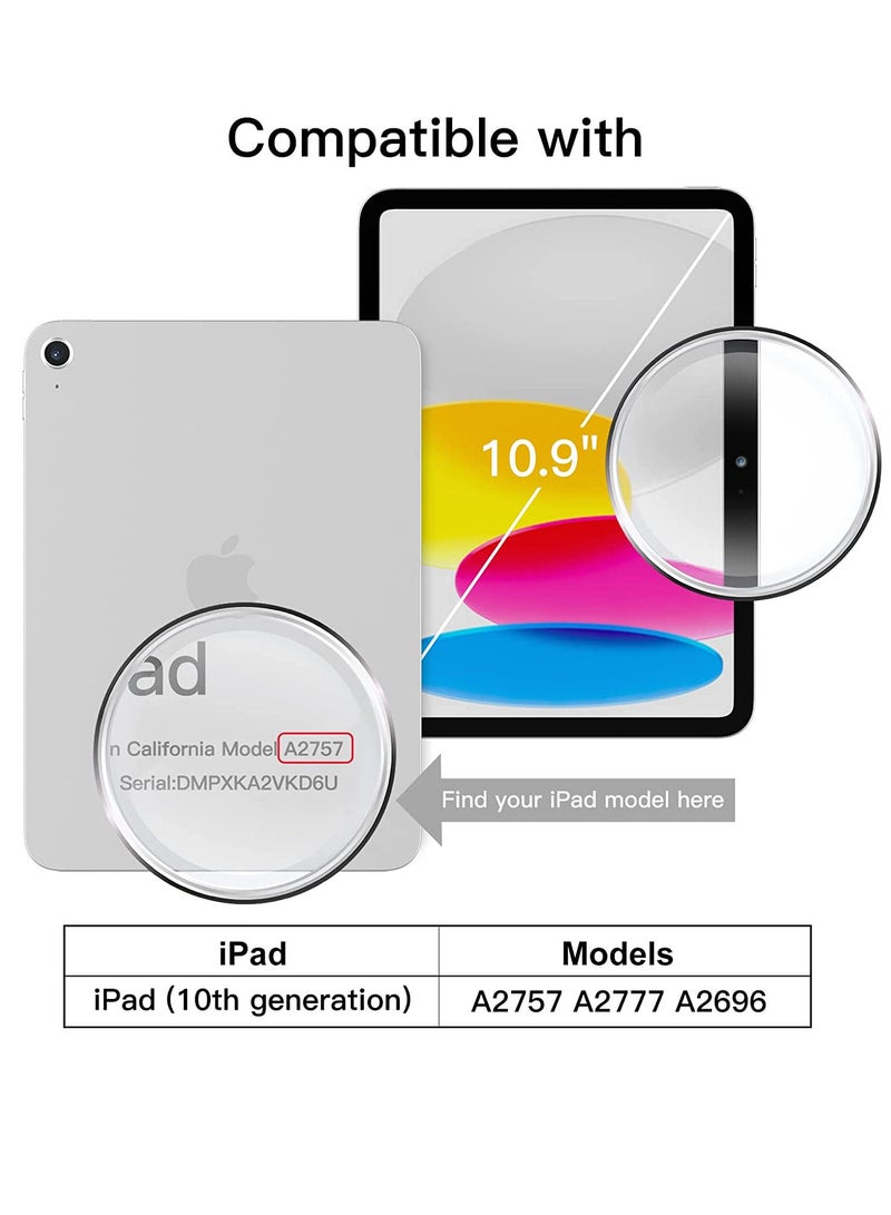 غطاء أخضر مع حامل أقلام لجهاز آي باد 10.9 بوصة جراب ثلاثي الطي متوافق مع جهاز iPad 10th Generation 2022 الإصدار التلقائي للنوم والاستيقاظ قابل للطي ، غطاء خلفي صلب خفيف الوزن - Image 4