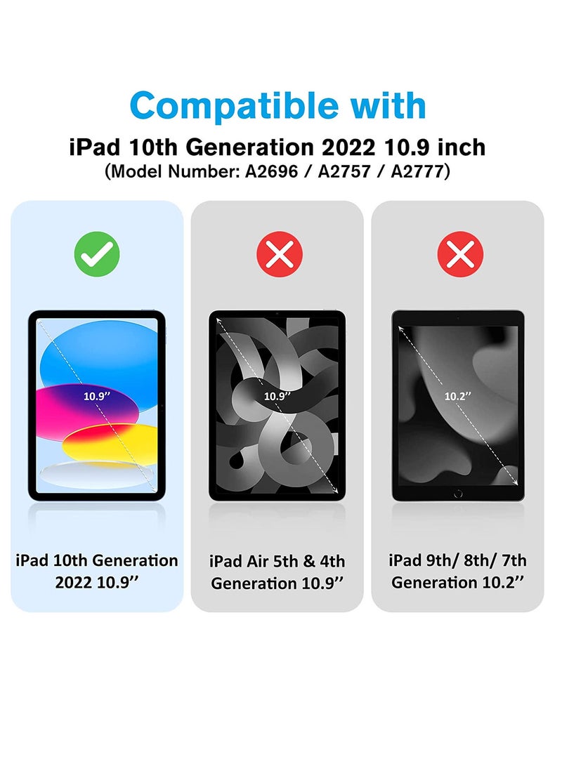 غطاء أخضر مع حامل أقلام لجهاز آي باد 10.9 بوصة جراب ثلاثي الطي متوافق مع جهاز iPad 10th Generation 2022 الإصدار التلقائي للنوم والاستيقاظ قابل للطي ، غطاء خلفي صلب خفيف الوزن - Image 3