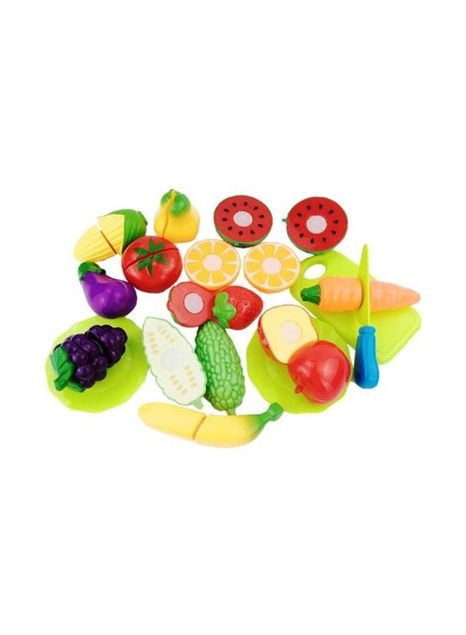 طقم ألعاب المطبخ للأطفال مكون من 16 قطعة بلاستيكية للخضار والفواكه - Image 1