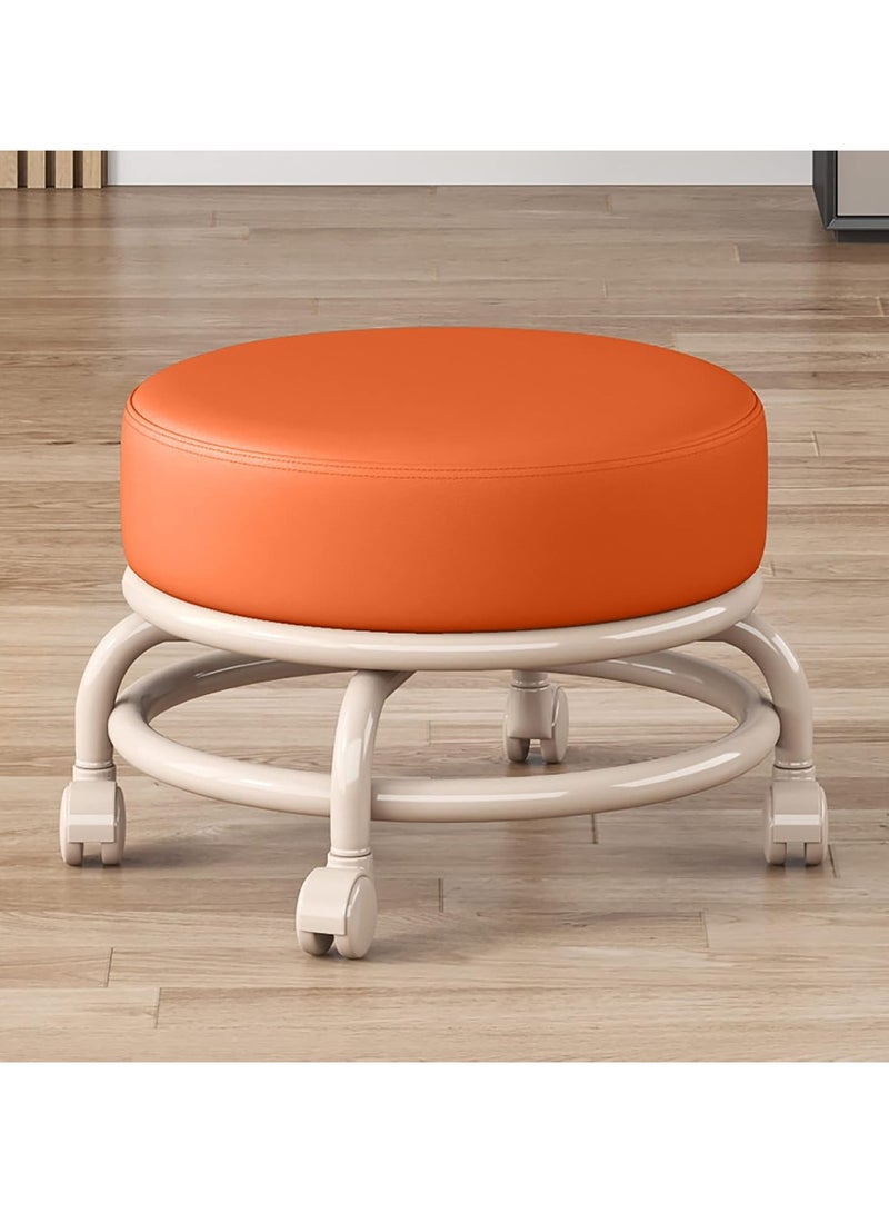 DubaiGallery Rolling Stools with 4 Wheels, Modern Low Seat Stool with Wheels for Home, Office, Shop, Living Room, Kitchen, Garage or Sofa, Footstool, Modern Rolling Seat  - Image 1
