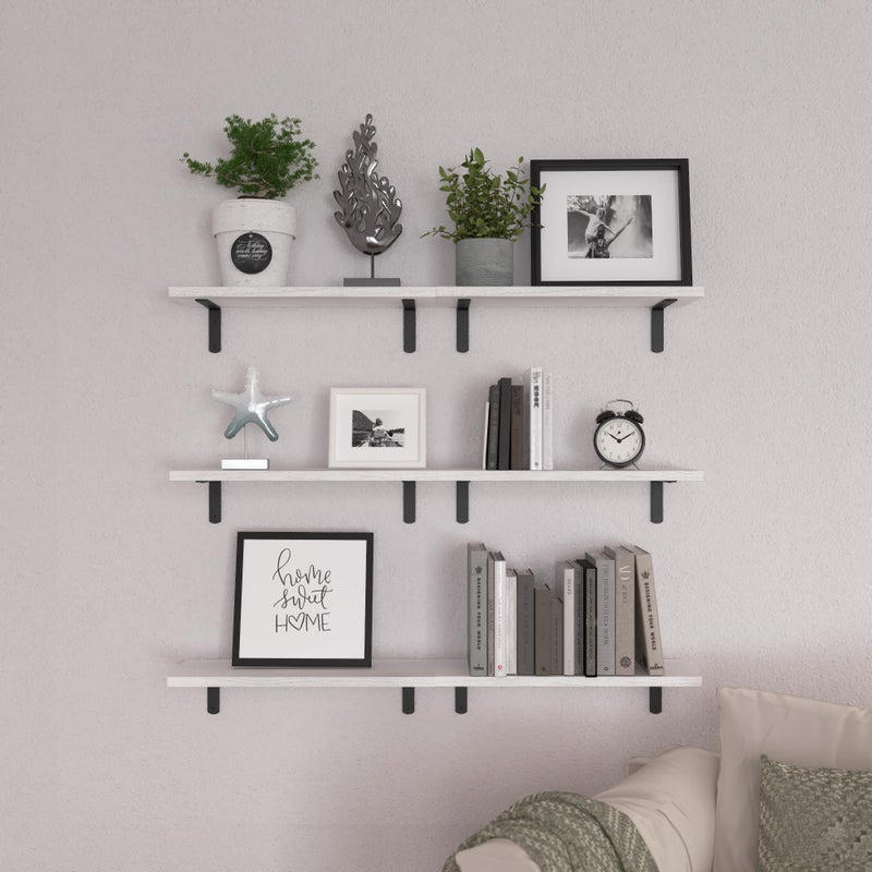 WOPITUES White Floating Shelves Set of 6,Wood for Bedroom,Modern Wall Decor,Bathroom Storage,Book Living Room[Upgraded]-White (HM011A) - Image 5
