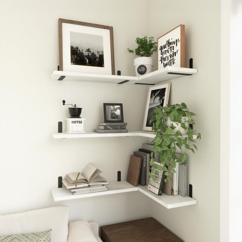 WOPITUES White Floating Shelves Set of 6,Wood for Bedroom,Modern Wall Decor,Bathroom Storage,Book Living Room[Upgraded]-White (HM011A) - Image 4