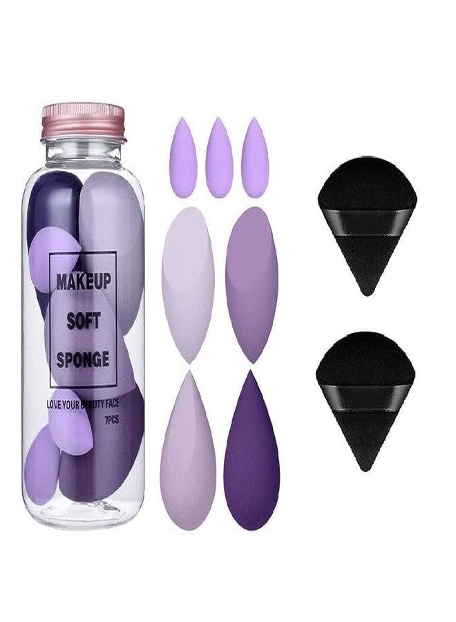 SUNISA Makeup Sponge Set Beauty Blender with Egg Case, Soft Sponge Liquid Foundation, Creams, (Multicolor 4 Big + 3 Mini -7 Pcs set) with 2 Pcs Makeup Puff Triangle Powder Puff(BLACK) (TRAINGLE) - Image 2