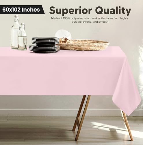 Utopia Kitchen 2 Pack 6 Foot Rectangle Table Cloth [60x102 Inches, Pink] Stain and Wrinkle Resistant Tablecloth Washable Polyester Cover for Dining, Buffet Parties, Picnic and Weddings - Image 2