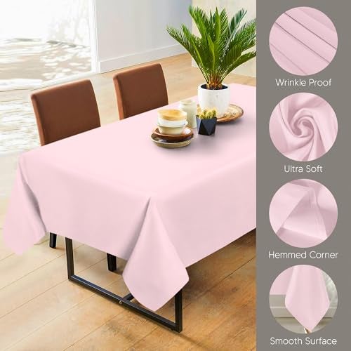 Utopia Kitchen 2 Pack 6 Foot Rectangle Table Cloth [60x102 Inches, Pink] Stain and Wrinkle Resistant Tablecloth Washable Polyester Cover for Dining, Buffet Parties, Picnic and Weddings - Image 3