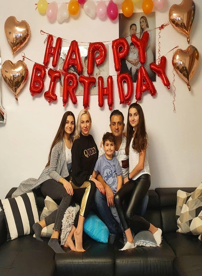 لافتة بالونات عيد ميلاد سعيد حمراء من باتيكول، حروف بالونات عيد ميلاد سعيد من رقائق مايلر مقاس 16 بوصة، لافتة عيد ميلاد سعيد قابلة لإعادة الاستخدام، زينة عيد ميلاد حمراء للنساء والأولاد والبنات - Image 4