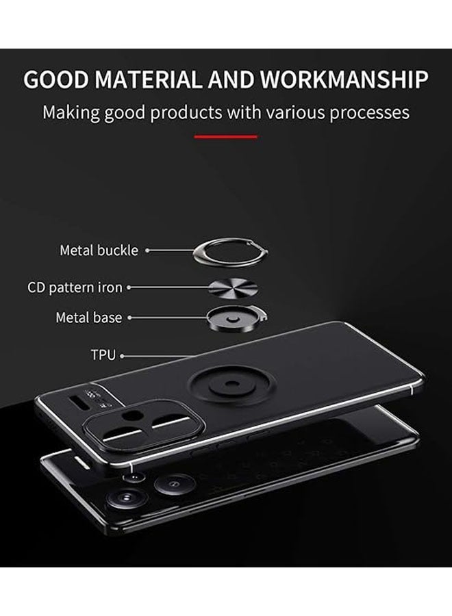 عام حافظة هاتف Xiaomi Redmi Note 13 Pro Plus 5G (Pro+), حافظة سيليكونية واقية من الـTPU مع حلقة دوارة بزاوية 360 درجة، توفر حماية ضد الصدمات وتصميم مرن وناعم - Image 3