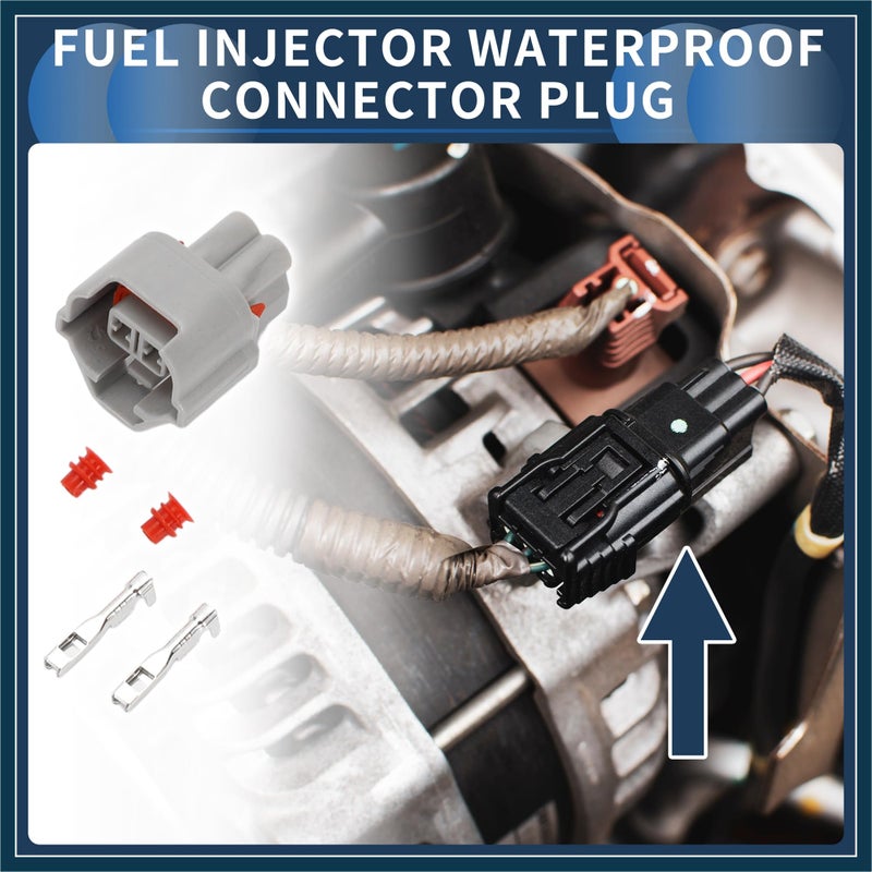 TUCKBOLD 2 Pin Fuel Injector Waterproof Connector Plug, 2mm Series Female Wire Terminal Connector for Nissan Plastic Copper Gray, 1 Set Automotive Parts - Image 2
