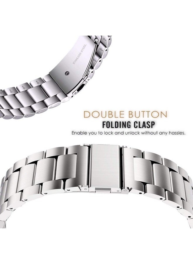 ACM ACM Watch Strap Stainless Steel Metal 22mm compatible with Fossil Gen 5 Carlyle Smartwatch Belt Luxury Metallic Silver  - Image 4